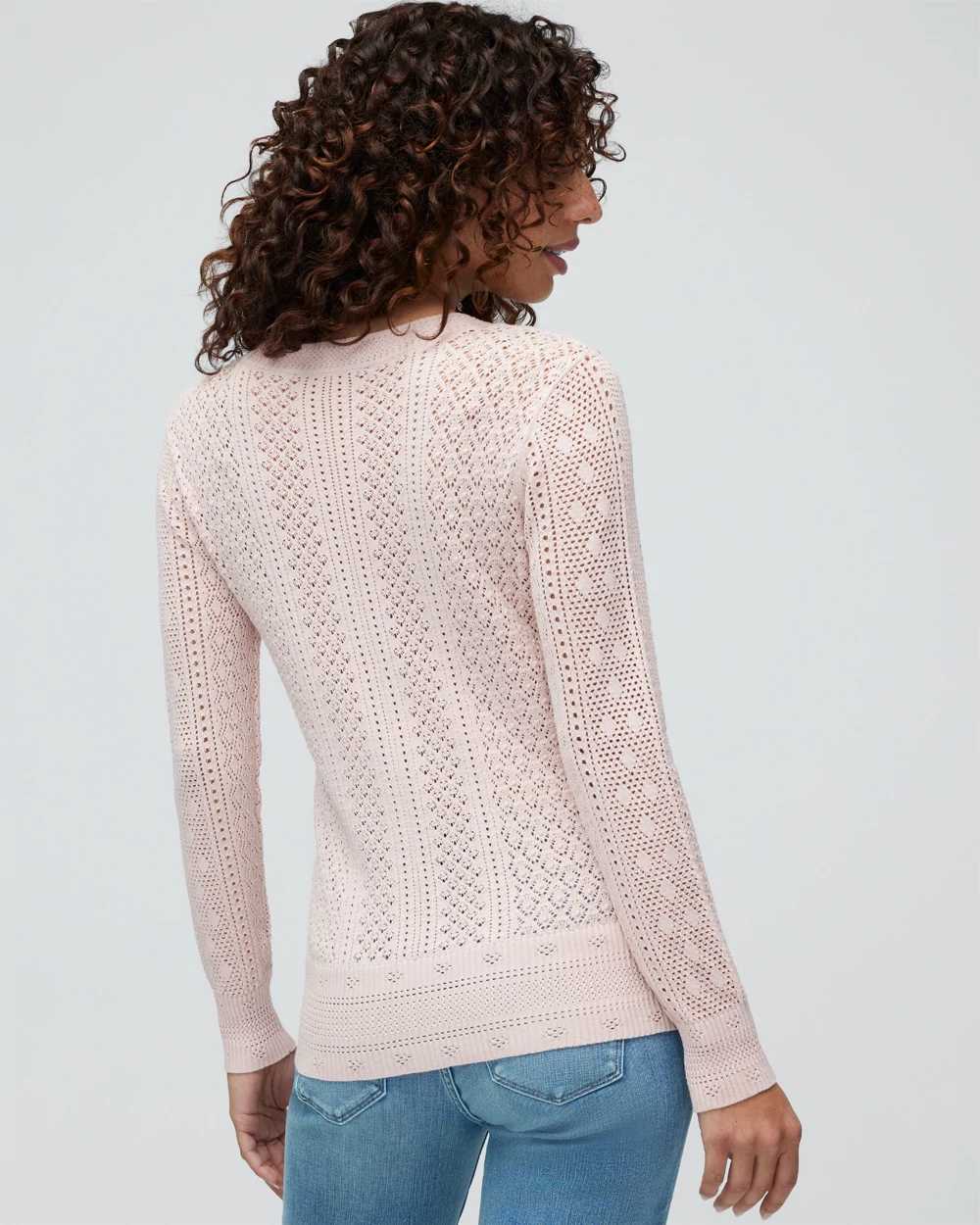 Niki pointelle 3q sleeve pullover on sale